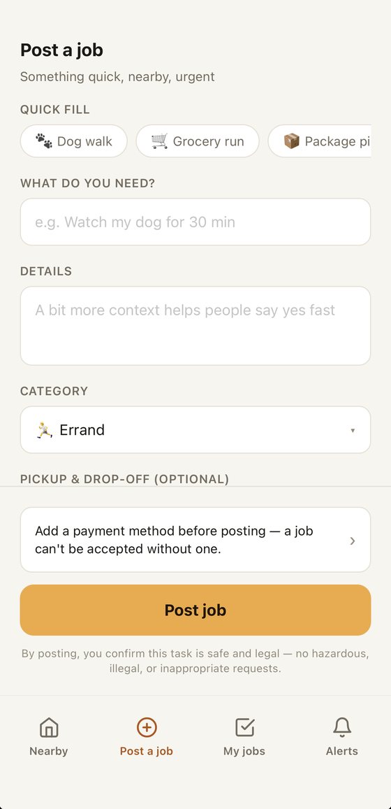 The Post a job form with quick-fill templates, a description field and a category picker